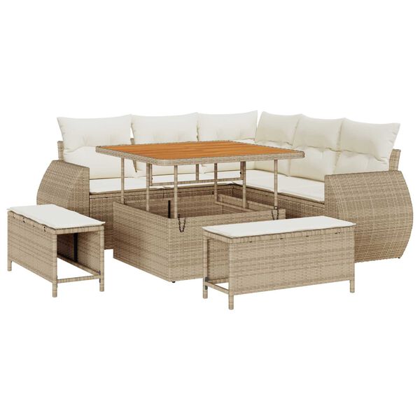 vidaXL Set Divano da Giardino 8 pcs Beige polyrattan