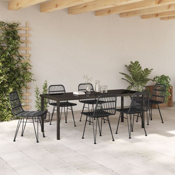 vidaXL Set da Pranzo per Giardino 7 pcs Nero