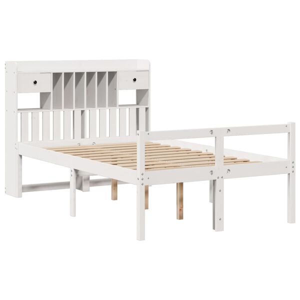 vidaXL Letto Libreria senza Materasso Bianco 135x190 cm Legno di Pino
