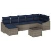vidaXL Set Divano da Giardino con cuscino Grigio e Blu Navy polyrattan