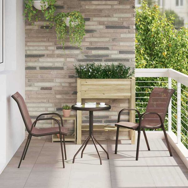 vidaXL Set Bistro da Giardino 3 pcs Marrone Acciaio