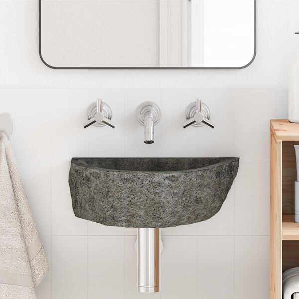 vidaXL Lavabo a parete Grigio 37 x 30 x 12 cm Pietra fiume