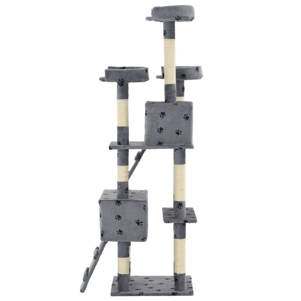 vidaXL Albero per Gatti Tiragraffi Sisal 170 cm Zampe Stampate Grigio