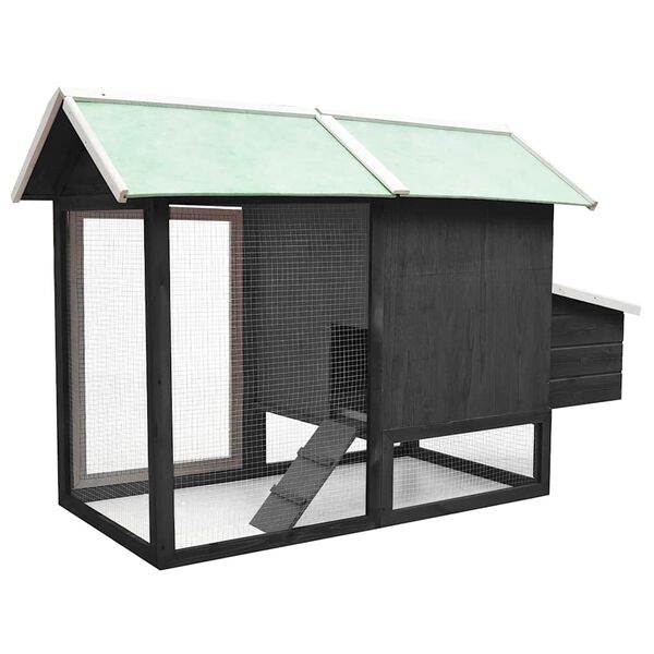 vidaXL Pollaio Grigio 170x81x110 cm in Legno Massello di Pino e Abete