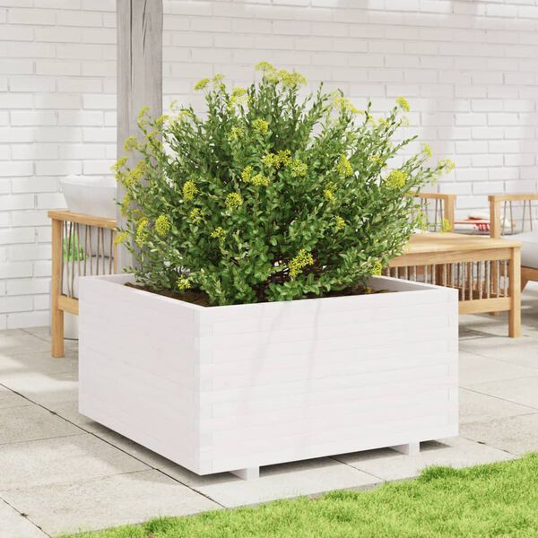 vidaXL Fioriera da Giardino Bianca 90x90x49,5cm Legno Massello di Pino