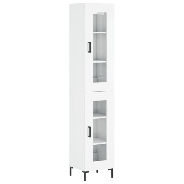 vidaXL Credenza 34,5x34x180 cm in Legno Multistrato Bianco Lucido
