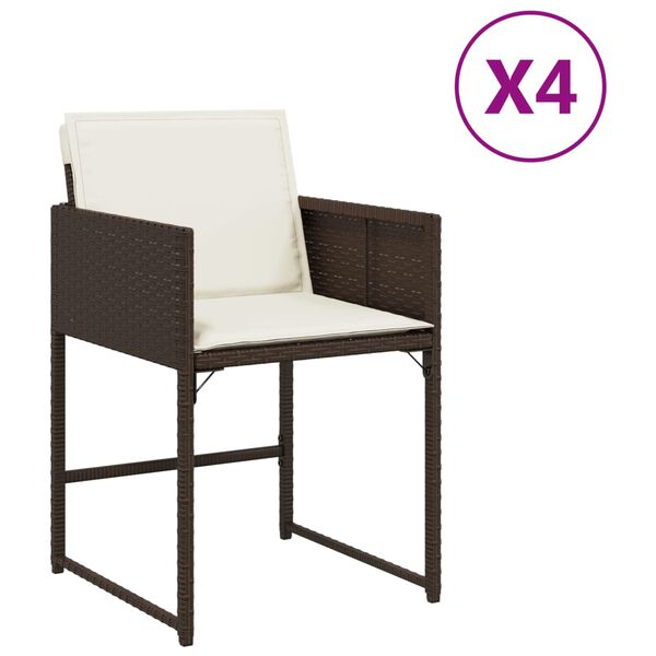 vidaXL Sedie da Giardino con Cuscini 4 pz Marroni in Polyrattan