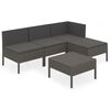vidaXL Set Divani da Giardino 5 pz con Cuscini in Polyrattan Grigio