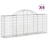 vidaXL Cesti Gabbioni ad Arco 4 pz 200x30x80/100 cm Ferro Zincato