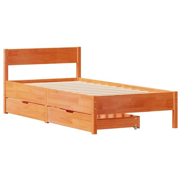vidaXL Letto senza Materasso Marrone Cera 90x190 cm in Legno di Pino