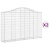 vidaXL Cesti Gabbioni ad Arco 2 pz 200x30x120/140 cm Ferro Zincato