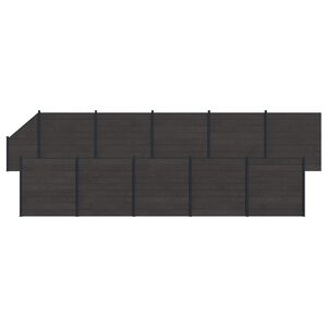 vidaXL Set di Recinzione 11 pcs 1830 x 186 cm WPC e Alluminio Nero