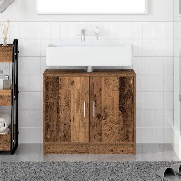 vidaXL Mobile da Bagno Legno vecchio 63 x 29 x 55 cm Legno multistrato