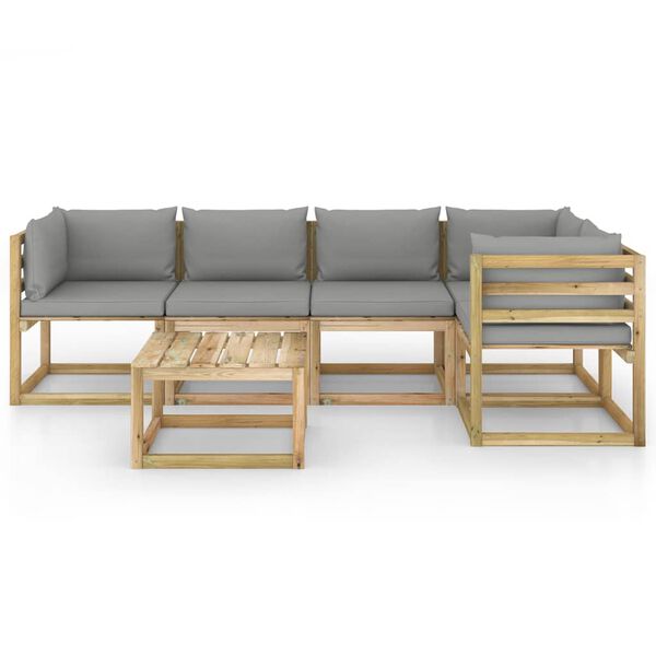 vidaXL Set Divani da Giardino 6pz con Cuscini Legno di Pino Impregnato