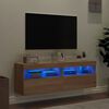 vidaXL Mobili TV a Parete con Luci LED 2pz Rovere Sonoma 60x30x40 cm