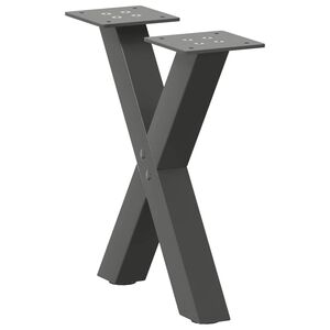 vidaXL Gambe per Tavolino da Caff&egrave; a Forma di X 2 pz Antracite 30x(30-31) cm Acciaio