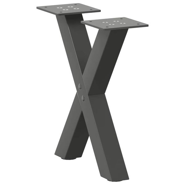 vidaXL Gambe per Tavolino da Caff&egrave; a Forma di X 2 pz Antracite 30x(30-31) cm Acciaio