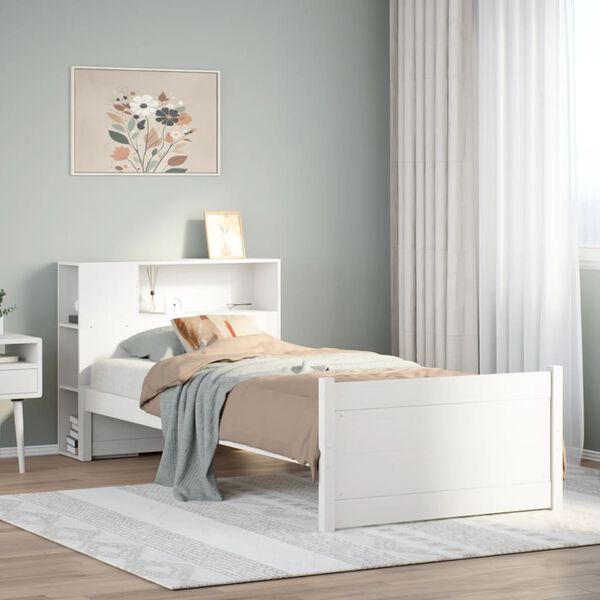 vidaXL Letto con Libreria senza Materasso 75x190 cm in Legno Pino