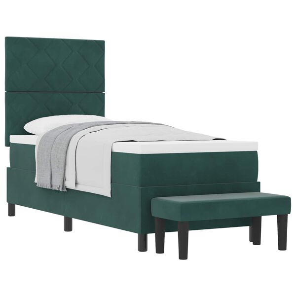 vidaXL Letto a molle con materasso Verde scuro 80 x 200 cm Velluto