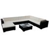 vidaXL Set Mobili da Giardino con Cuscini 8 pz in Polyrattan Nero