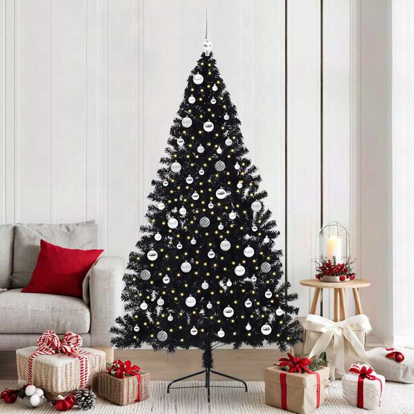 vidaXL Albero di Natale artificiale con luci integrate Nero 210 cm PVC
