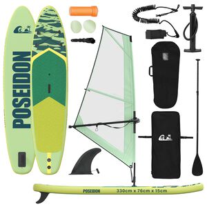 vidaXL SUP gonfiabile con vela POSEIDON 330 x 76 x 15 cm Verde per