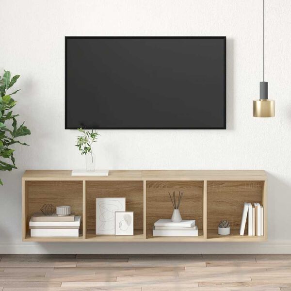 vidaXL Mobile TV Parete Rovere Sonoma 37x37x142,5cm Legno Multistrato