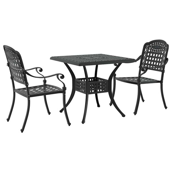 vidaXL Set di Tavolo da Giardino 3 pcs Nero Alluminio pressofuso