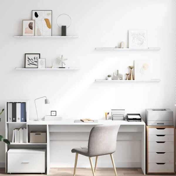 vidaXL Scaffale da parete 4 pcs Marmo Bianco 100 x 9 x 3 cm