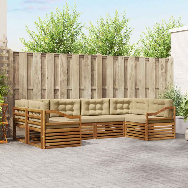 vidaXL Set di divani da esterno con cuscino 6 pcs Naturale e Beige