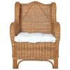 vidaXL Poltrona con Cuscino Marrone Chiaro in Rattan Naturale e Lino