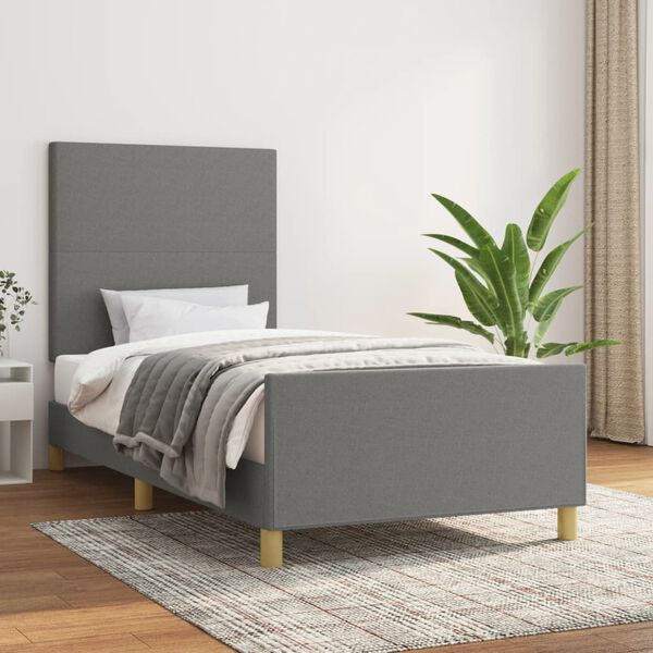 vidaXL Giroletto senza Materasso Grigio Scuro 90x190 cm Tessuto
