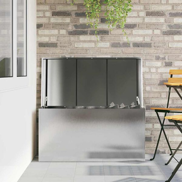 vidaXL Scatola di Stoccaggio Esterno Argento 100 x 50,5 x 50 cm