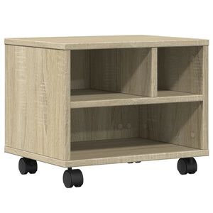 vidaXL Supporto per Stampante con Ruote Rovere Sonoma 41x32x34,5 cm