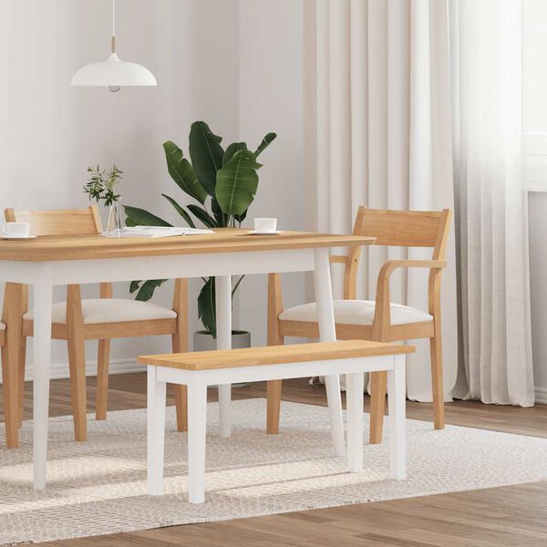 vidaXL Panca 90 cm Bianco in Legno Massello di Hevea