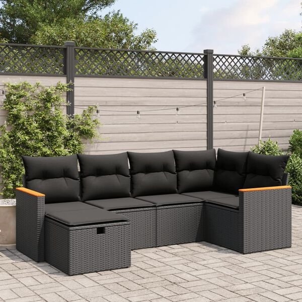vidaXL Set Divani da Giardino 7 pz con Cuscini Beige in Polyrattan