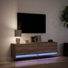 vidaXL Mobile TV a Parete con Luci LED Rovere Marrone 140x31x38 cm