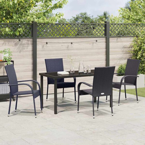 vidaXL Set da Pranzo per Giardino 5 pcs Nero