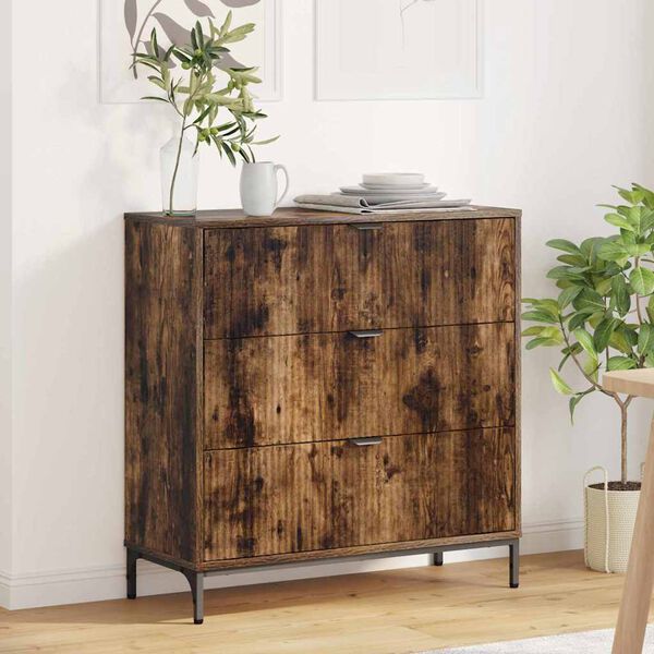 vidaXL Credenza Rovere fum&eacute; 79,5 x 33 x 82 cm Legno multistrato