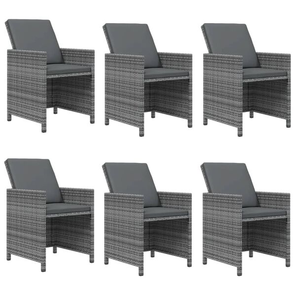 vidaXL Set da Pranzo da Giardino 7 pz con Cuscini in Polyrattan Grigio