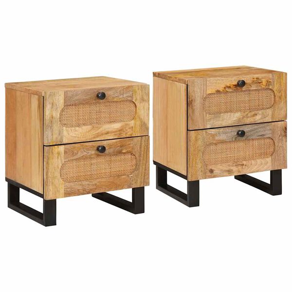 vidaXL Armadio da Notte con cassetto 2 pcs Naturale 40 x 33 x 46 cm