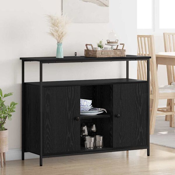 vidaXL Credenza Rovere Nero 100 x 35 x 80 cm Legno multistrato