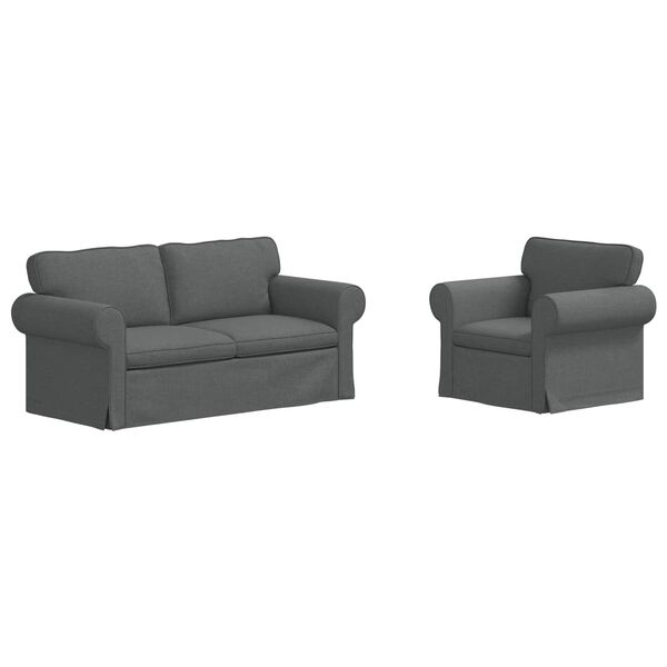 vidaXL Set di divani 2 pcs Grigio scuro 175 x 82 x 80 cm Tessuto