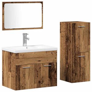 vidaXL Set di mobili per il bagno 4 pcs Marrone Legno multistrato