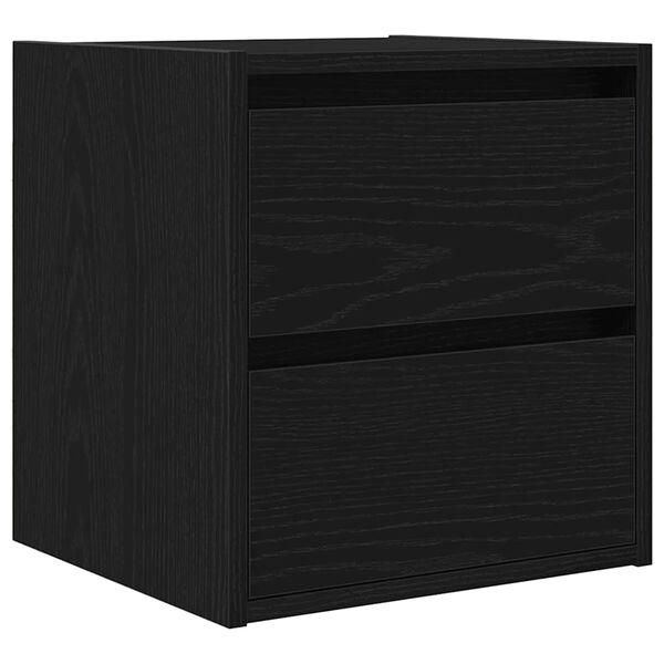 vidaXL Comodino a Muro Rovere Nero 38x34x40 cm