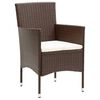 vidaXL Set Bistrot Giardino 5 pz Polyrattan e Vetro Temperato Marrone