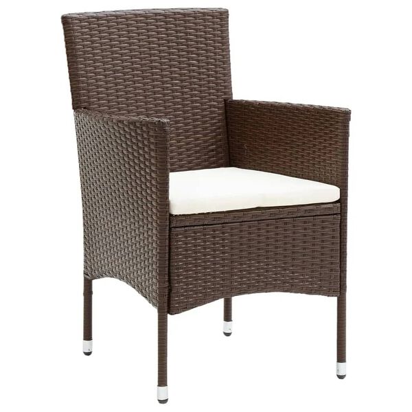 vidaXL Set Bistrot Giardino 5 pz Polyrattan e Vetro Temperato Marrone