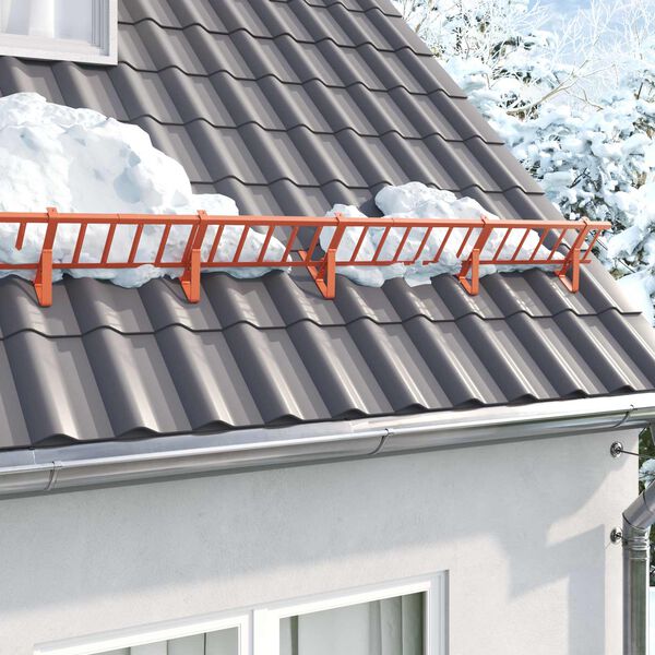 vidaXL Guardia per neve sul tetto Rosso 300 x 29,5 x 34,5 cm Acciaio