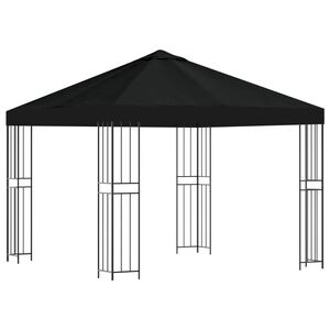 vidaXL Gazebo 3 x 3 m Nero Poliestere e Acciaio 190 gsm