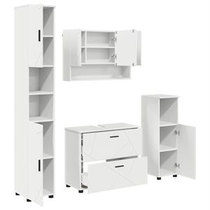 vidaXL Set di mobili per il bagno con cassetto con porta 4 pcs Bianco